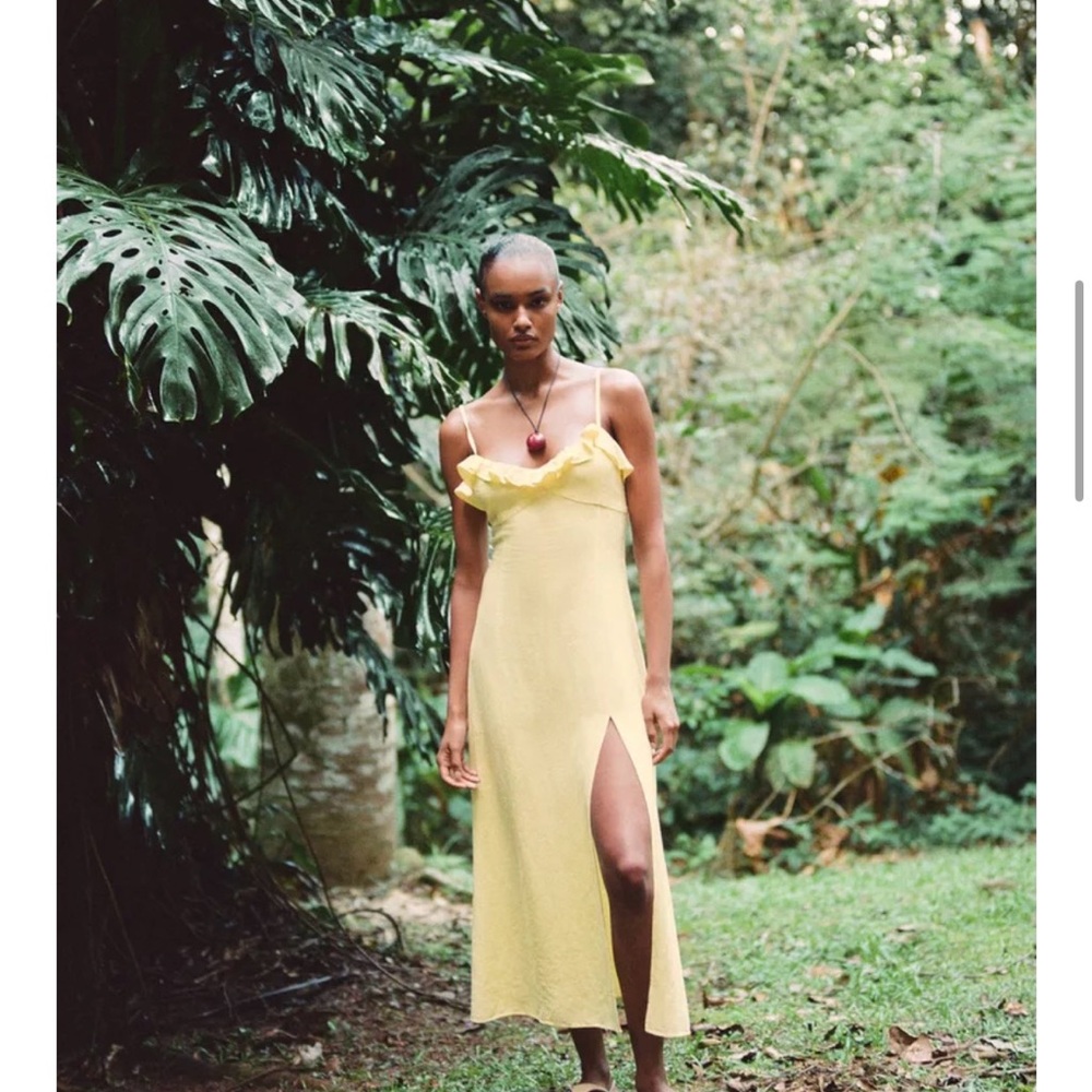 RAMIE MIDI DRESS WITH RUFFLE